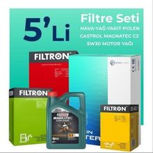 Filtron Citroen DS5 1.6 Dizel Castrol Motor Yağlı 2011-2013 5'li Filtre Bakım Seti