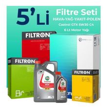 Filtron Dacia Duster 1.5 Blue Dci Dizel Castrol Motor Yağlı 2018-2022 5'li Filtre Bakım Seti