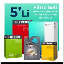 Filtron Dacia Duster 1.5 Dizel Castrol Motor Yağlı 2010-2013 5'li Filtre Bakım Seti