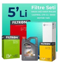 Filtron Dacia Sandero 1.5 Dizel Castrol Motor Yağlı 2012-2018 5'li Filtre Bakım Seti