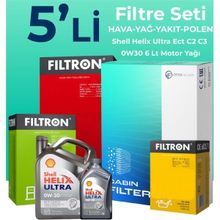Filtron Ford Mondeo 2.0 Dizel Shell Motor Yağlı 2015-2018 5'li Filtre Bakım Seti