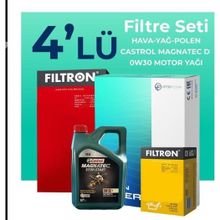 Filtron Ford Transit Custom 2.0 Dizel Castrol Motor Yağlı 2015-2023 4'lü Filtre Bakım Seti