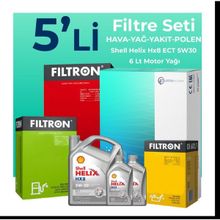 Filtron Jaguar XF 2.2 Dizel Shell Motor Yağlı 2010-2015 5'li Filtre Bakım Seti