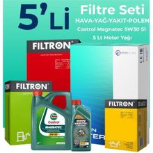Filtron Lancia Delta 1.6 Dizel Castrol Motor Yağlı 2008-2014 5'li Filtre Bakım Seti
