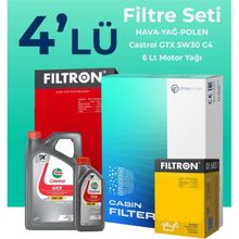 Filtron Nissan Qashqai 1.6 Dizel Castrol Motor Yağlı 2014-2020 4'lü Filtre Bakım Seti