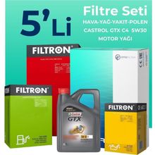 Filtron Renault Megane 2 1.5 Dizel Castrol Motor Yağlı 2002-2010 5'li Filtre Bakım Seti