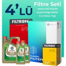 Filtron Volvo XC90 D5 2.0 Dizel Castrol Motor Yağlı 2016-2019 4'lü Filtre Bakım Seti