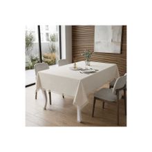 Finezza 150x210 cm Asos Keten Polyester Jakarlı Kumaş Krem Masa Örtüsü