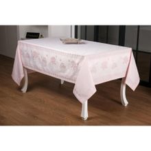 Finezza 160x220 cm Nilüfer Lüx Jakar Kumaş Pudra Dikdörtgen Masa Örtüsü