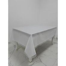 Finezza 160x220 cm Paris Jakarlı Kumaş Güpürlü Beyaz Dikdörtgen Masa Örtüsü