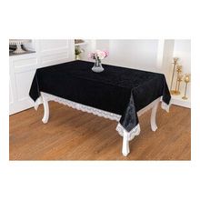 Finezza 160x220 cm Pera Lüx Dantelli Kadife Kumaş Siyah Masa Örtüsü