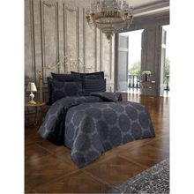 Finezza 897 200x220 cm 6 Parça Tiara Bambu Jakar Kumaş Koyu Gri Çift Kişilik Nevresim Takımı