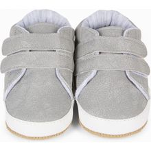 First Step G-2351 Gri Renkli Şeritli Cırt Cırtlı Erkek Bebek Patik