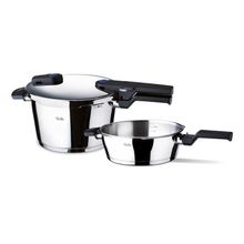 Fissler Vitaquick Premium 8.0lt+ 4.0lt Paslanmaz Çelik Siyah Düdüklü Tencere Seti