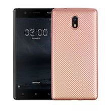 Fitcase Nokia 3 Rose Gold Carbon Desen Arka Kapak
