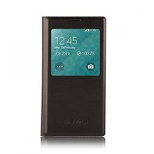 Fitcase Samsung Galaxy S5 G900 S View Dikişli Deri Pencereli Siyah Kılıf
