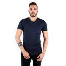 Five Pocket Erkek Lacivert Bisiket Yaka Oversize Cepli Tişört
