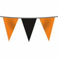 Flagturk 100 mt Turuncu Siyah İpe Dizili Üçgen Süsleme Bayrağı