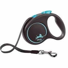 Flexi 5 m L Mavi Black Design Otomatik Şerit Köpek Gezdirme Kayışı