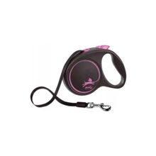 Flexi Black Design Pembe Large 5 m Şerit Otomatik Köpek Gezdirme Tasması