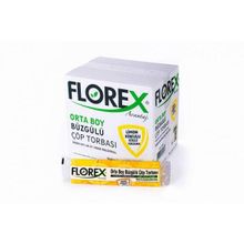 Florex Çöp Torbası Orta Boy 55 Cm X 60 Cm Sarı Limon Kokulu Büzgülü 10'Lu 1 Paket