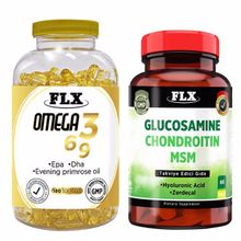 Flx Omega 3-6-9 180 Kapsül Balık Yağı + Glucosamine Chondroitin MSM Hyaluronic Acid Zerdeçal 60 Tablet