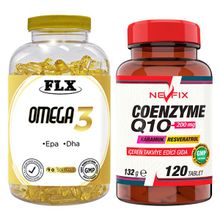 Flx Omega 3 90 Kapsül Balık Yağı + Nevfix Coenzyme Q10 200 mg 120 Tablet