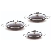 FMS G5019 Siyah 20-22-24 cm Granit 6 Parça Büyük Boy Omlet Set