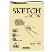 Folix Sketchbook Sahra A5 Spiralli 90 gr Ivory 100 Yaprak Eskiz Defteri
