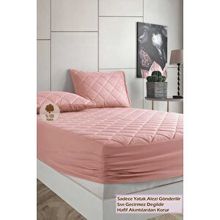 Formeya Pudra %100 Pamuk Kapitone 200x200 CM Yatak Koruyucu Alez Fitted Çarşaf