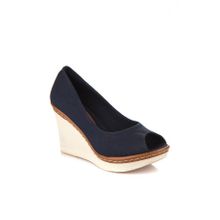 Fox Shoes 9674040305 Lacivert Dolgu Topuklu Ayakkabı