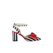 Fox Shoes D654070704 Siyah Beyaz Kırmızı Kadın Topuklu Ayakkabı