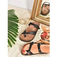 Fox Shoes K777613409 Siyah Parmak Arası Kadın Terlik