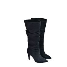 Fox Shoes L404868002 Siyah Süet İnce Topuklu Kadın Çizme