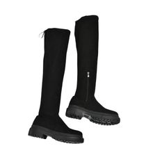 Fox Shoes L670125302 Siyah Streç Dizüstü Esnek Süet Kadın Çizme
