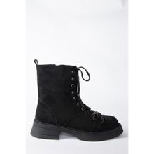 Fox Shoes N820960002 Siyah Süet Bağcıklı Kadın Bot