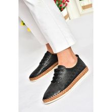 Fox Shoes P555004703 Siyah Bağcıklı Kadın Günlük Ayakkabı