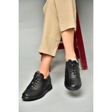 Fox Shoes P5551932 03 Siyah Hakiki Deri Comfort Ortopedik Taban Kadın Ayakkabı