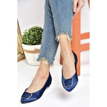 Fox Shoes P726776304 Lacivert Saten Kumaş Kadın Babet