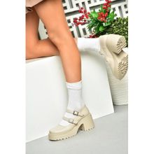 Fox Shoes R9960550 09 Bej Kalın Topuklu Kadın Ayakkabı
