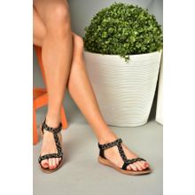 Fox Shoes S258014809 Siyah Alçak Tabanlı Kadın Sandalet