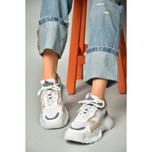 Fox Shoes S3126124 04 Beyaz Kumaş Kalın Tabanlı Kadın Spor Ayakkabı