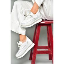 Fox Shoes S602008704 Beyaz Kumaş Kalın Tabanlı Spor Ayakkabı