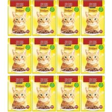 Friskies 12x85 gr Sığır Etli Soslu Yaş Kedi Maması