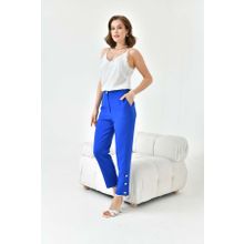 Ftz Women 30779 Saks Mavi Kadın Dar Paça Düğmeli Pantolon