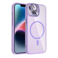 Fuchsia İphone 14 İle Uyumlu Remim Lila Lensli Kablosuz Şarj Özellikli Standlı Kapak