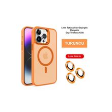Fuchsia İphone 14 Pro İle Uyumlu Kılıf Flet Lens Turuncu Kablosuz Şarj Özellikli Kapak