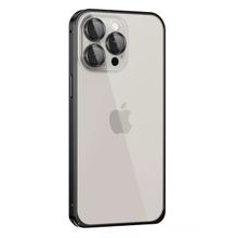 Fuchsia İphone 15 Pro İle Uyumlu Metal Bumper Siyah Mat Kapak