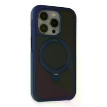 Fuchsia İphone 15 Pro Max İle Uyumlu Zorda Lacivert Airbag Kablosuz Şarj Özellikli Standlı Kapak