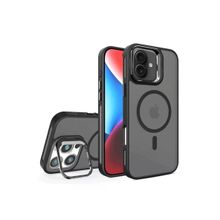 Fuchsia İphone 16 İle Uyumlu Flet Lens Siyah Kablosuz Şarj Özellikli Kapak